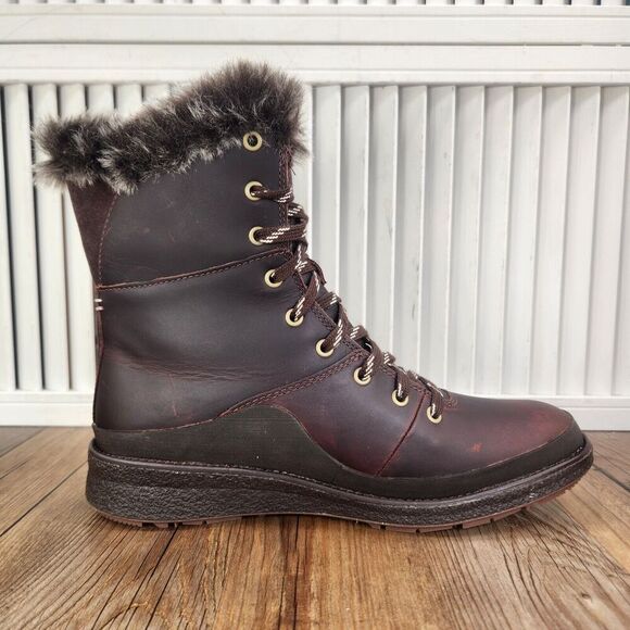 Merrell Tremblant Ezra Lace WP Ice+ Womens Size 7.5 Espresso Brown Vibram Boots - Picture 6 of 13